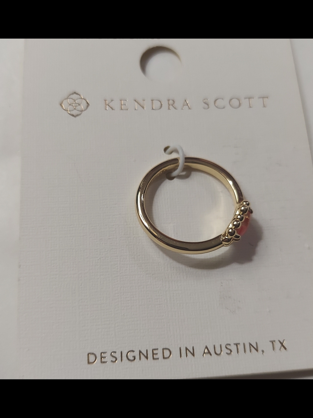 Kendra Scott Gold Ring with Pink Accent Bead Detail